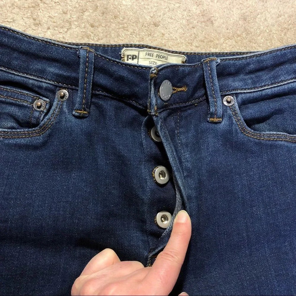 Free People Button Fly High Rise Skinny Crop Jean - Picture 5 of 12